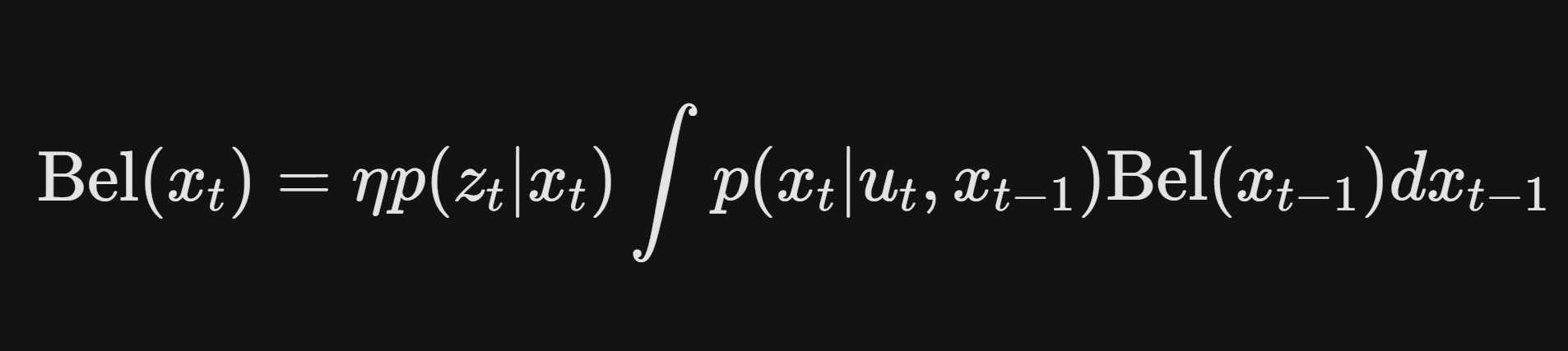 Particle filter Bayesian update equation