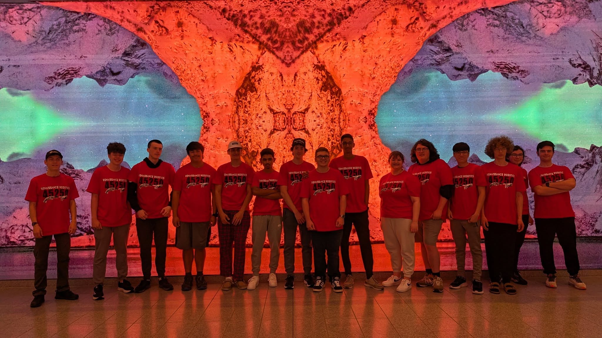 Full school robotics team at VEX Worlds